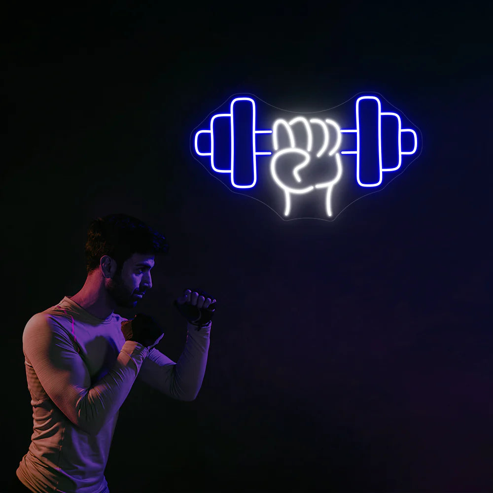 Dumbbell Neon Sign - Modern Fitness Room Wall Art