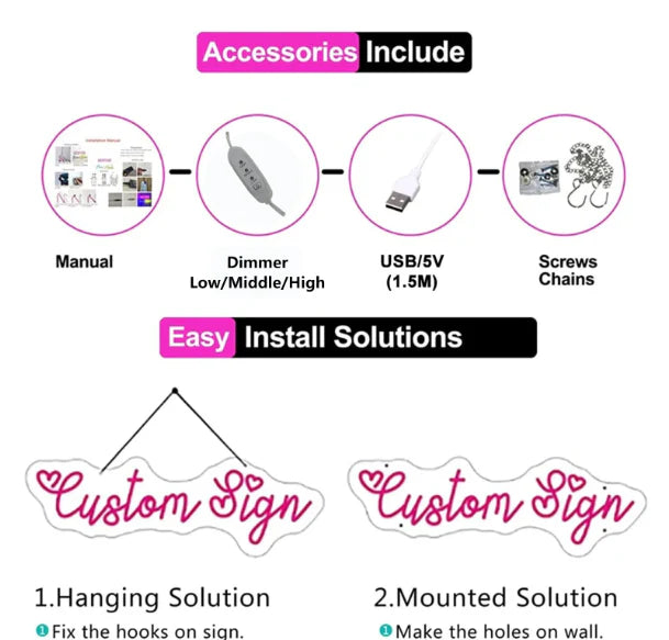 It Was Always You' Neon Signeon Sign Wall Mounting Kit and Adapror