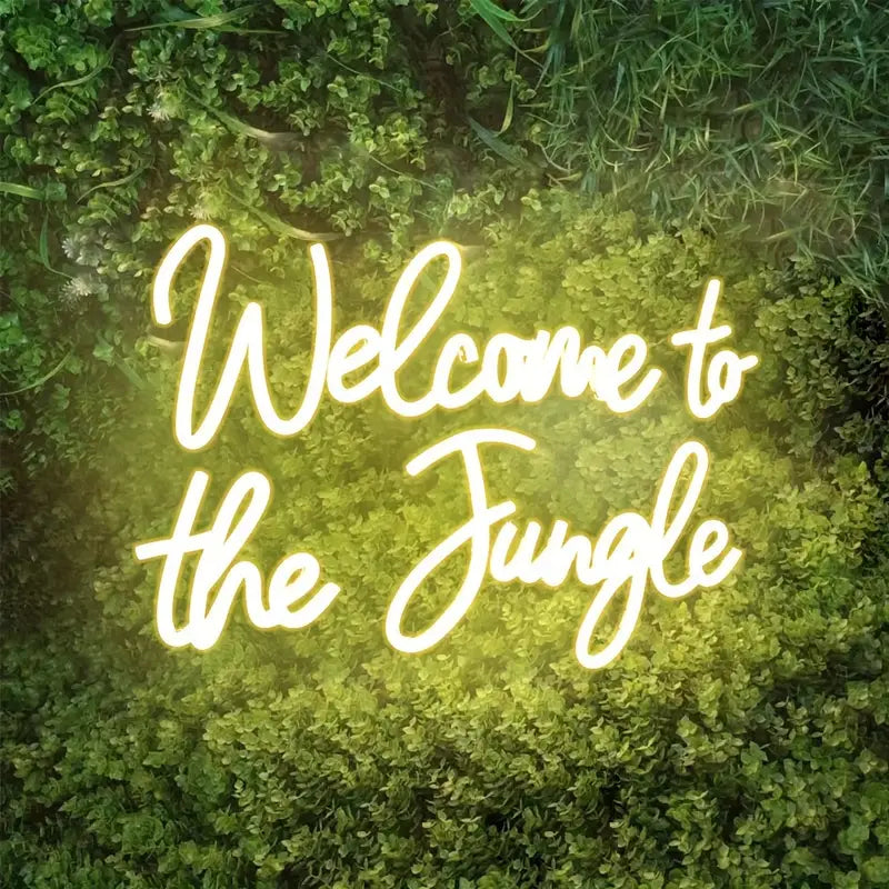 Welcome to The Jungle LED Neon Signs Warm White Neon Lights for Wall Decor USB Light Up Sign for Garden Home Porch Store Christmas Living Room Bar Decoration