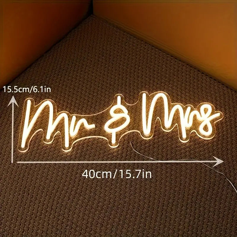 Mr & Mrs Neon LED Sign Custom Wedding Wall Neon Sign Room Bedroom