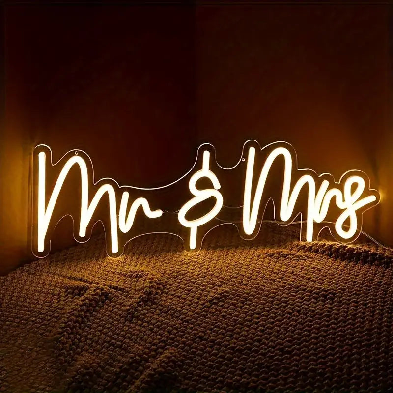 Mr & Mrs Neon LED Sign Custom Wedding Wall Neon Sign Room Bedroom